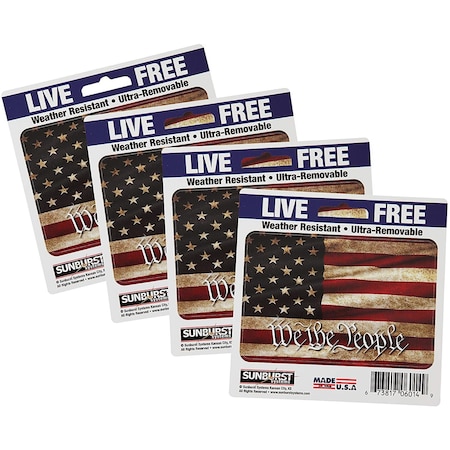 Sunburst Systems Decal We The People Flag 3 in x 4.5 in, 4-Pack PK 6114